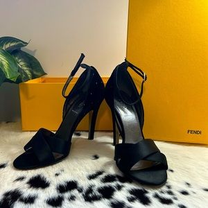 FENDI Satin & Velvet Strappy Sandals (36.5)